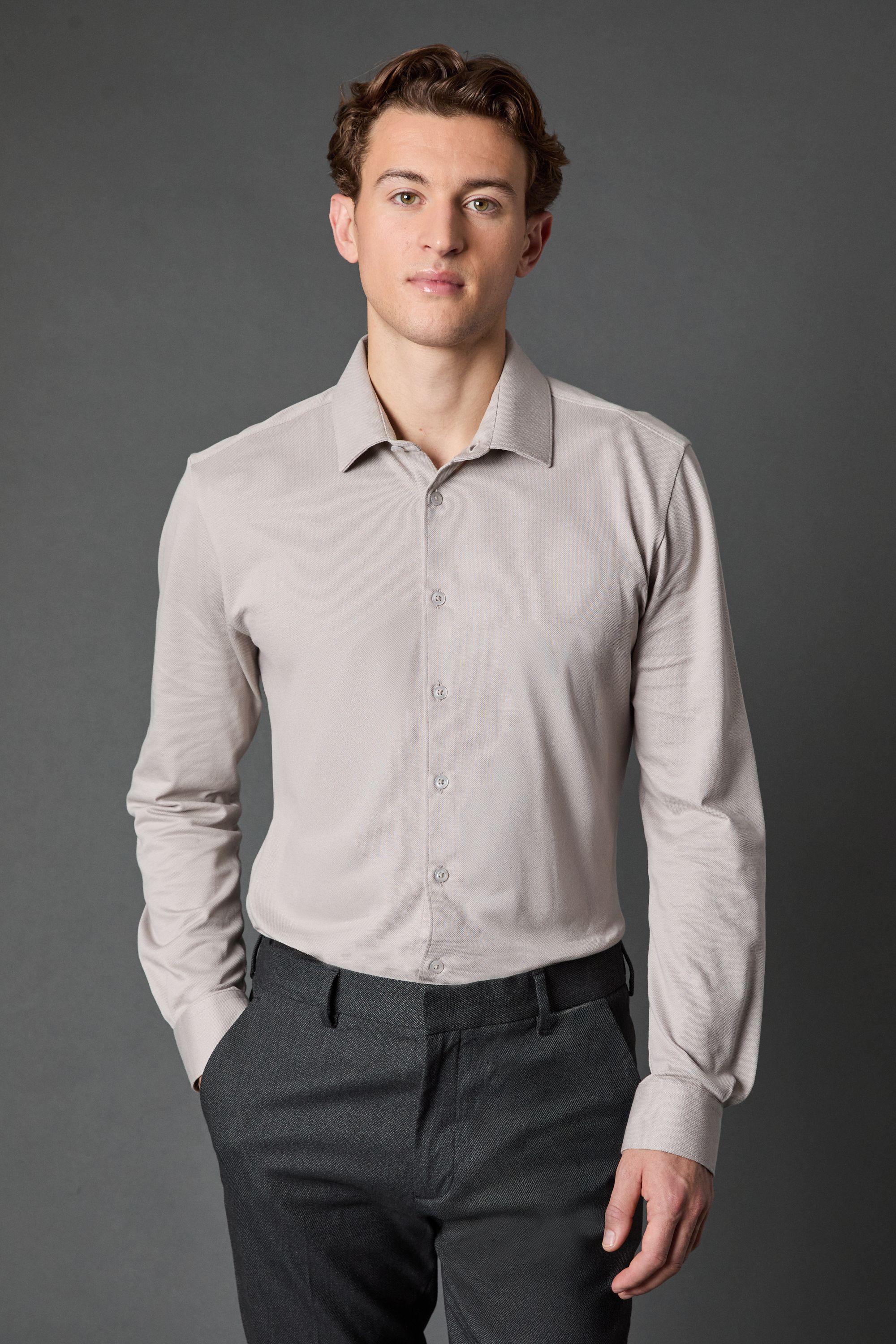 Grey Pique Slim Fit Long Sleeve Shirt by BURTON
