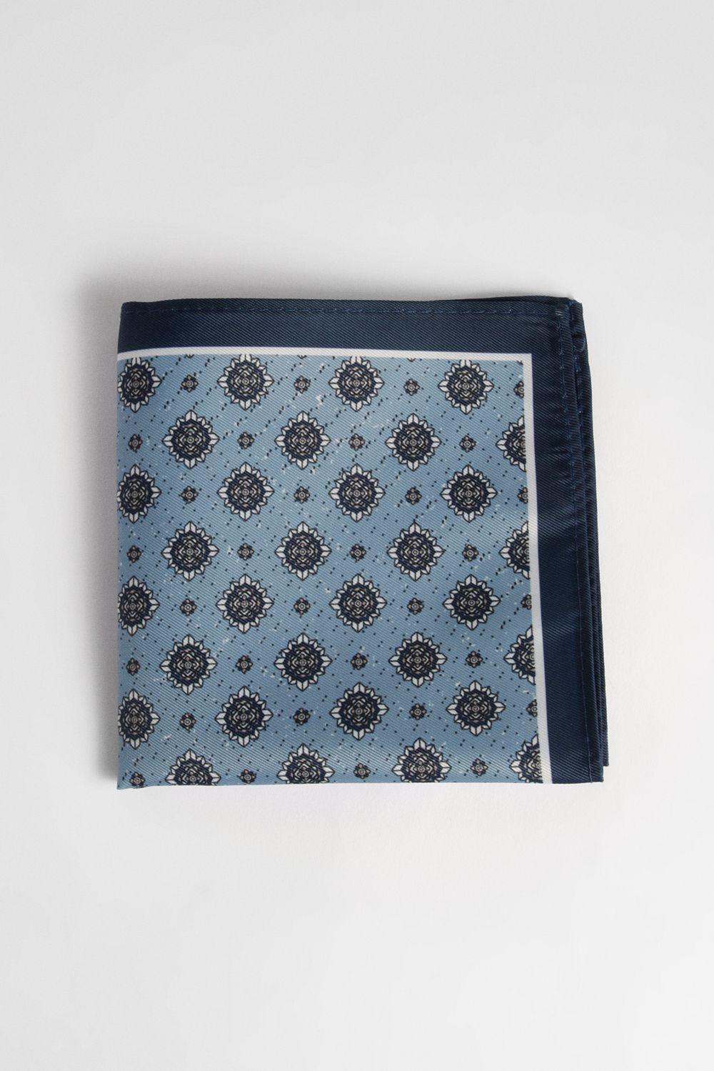 Light Blue Geo Printed Pocket Square by BURTON