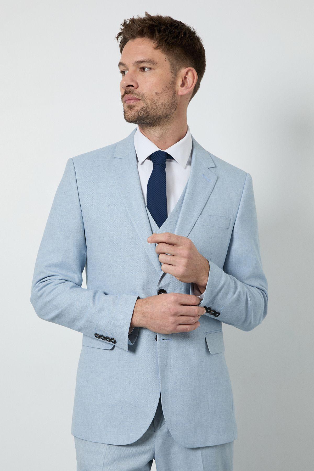 Light Blue Slim Fit Suit Jacket by BURTON