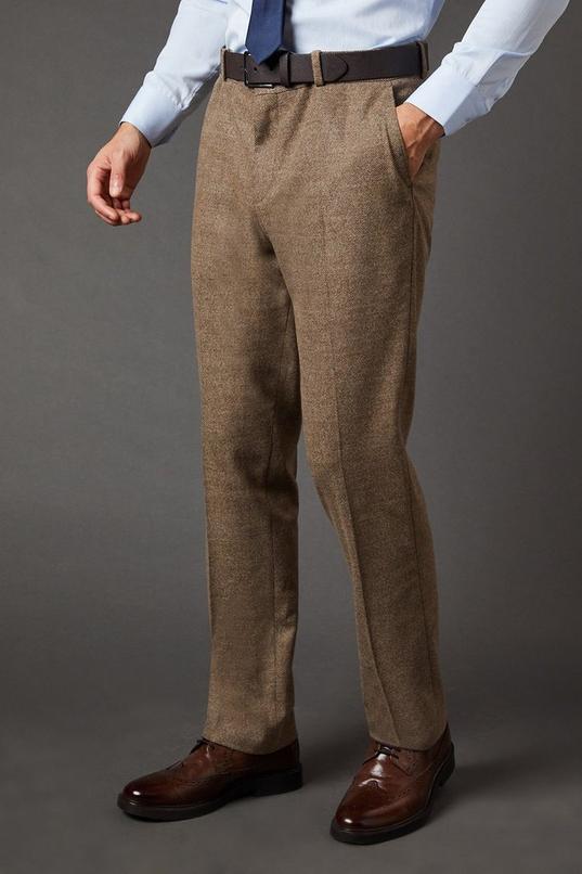 Light Brown Tweed Look Tailored Fit Suit Trouser by BURTON