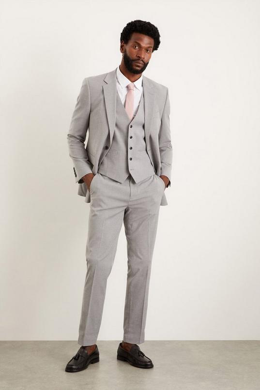 Light Grey Slim Fit Essential Suit Trousers by BURTON