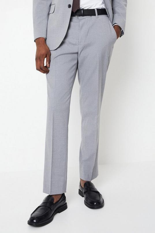 Light Grey Tailored Fit Essential Suit Trousers by BURTON