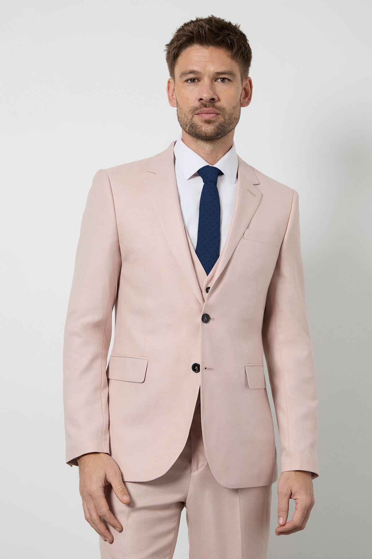 Light Pink Slim Fit Suit Jacket by BURTON