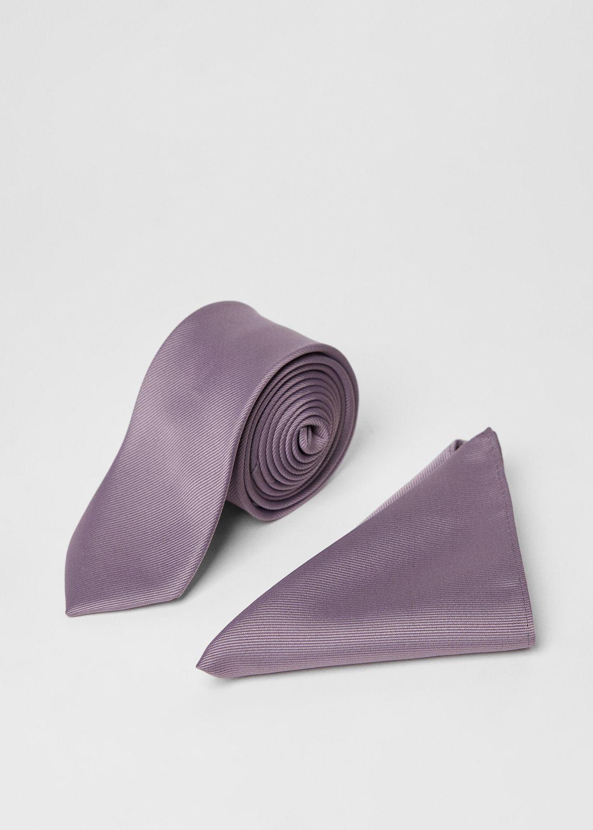 Mauve Tie And Pocket Square by BURTON