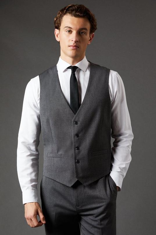 Mid Grey Essential Waistcoat by BURTON