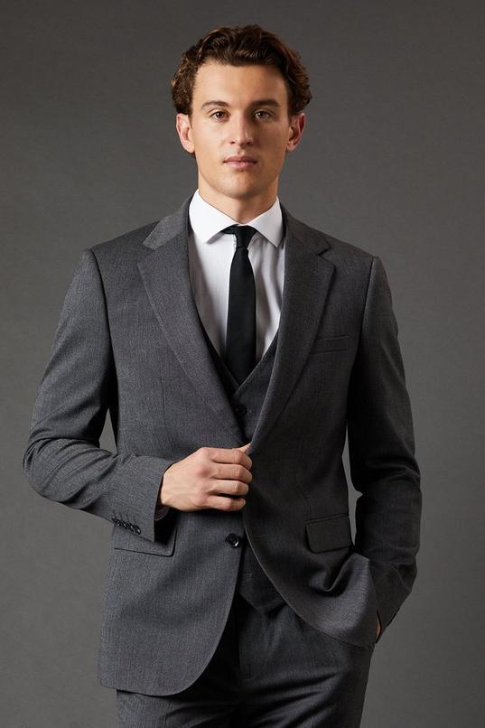 Mid Grey Slim Fit Essential Suit Jacket by BURTON