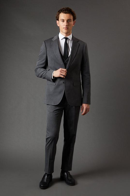 Mid Grey Slim Fit Essential Suit Trousers by BURTON