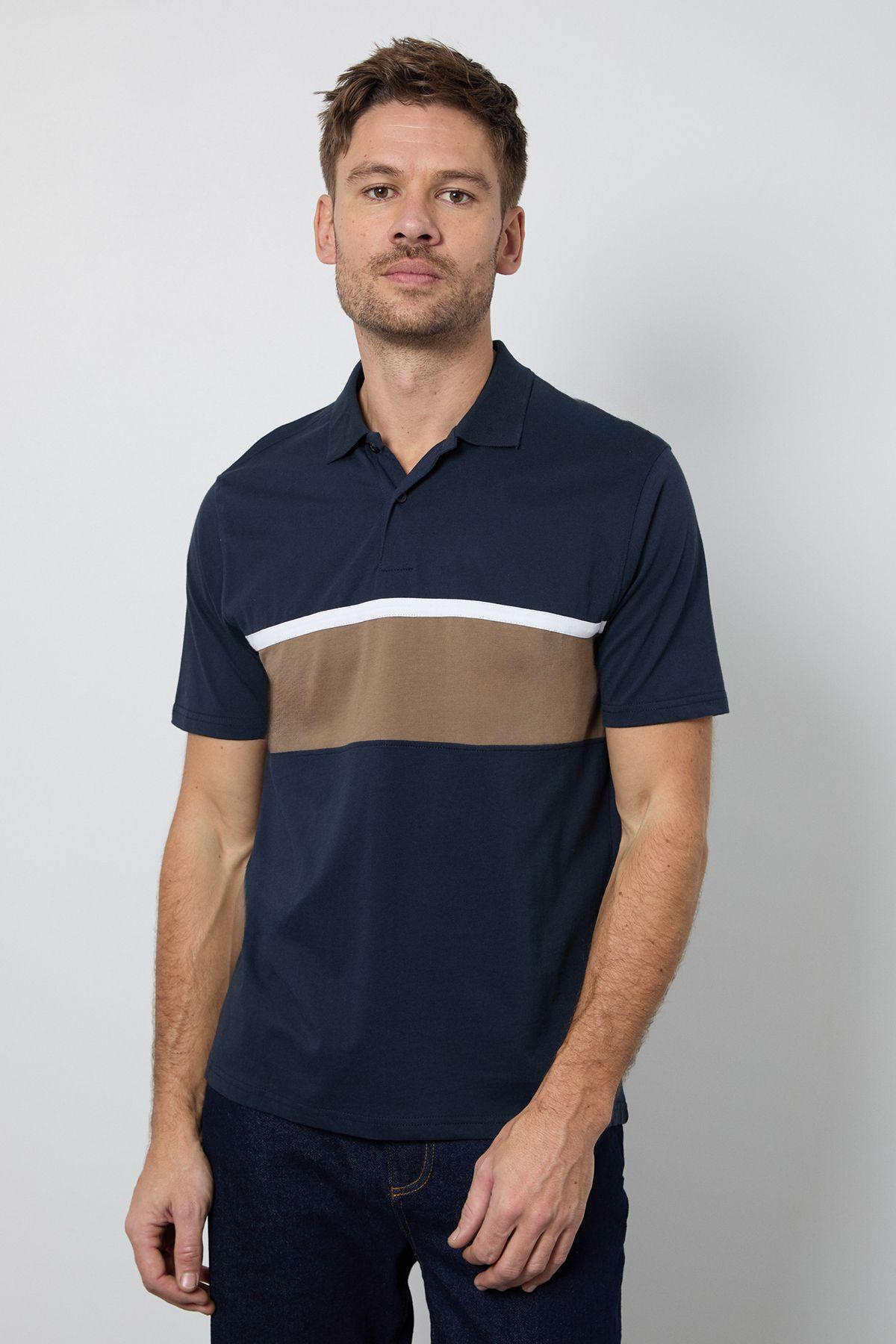Navy Chest Stripe Polo Shirt by BURTON