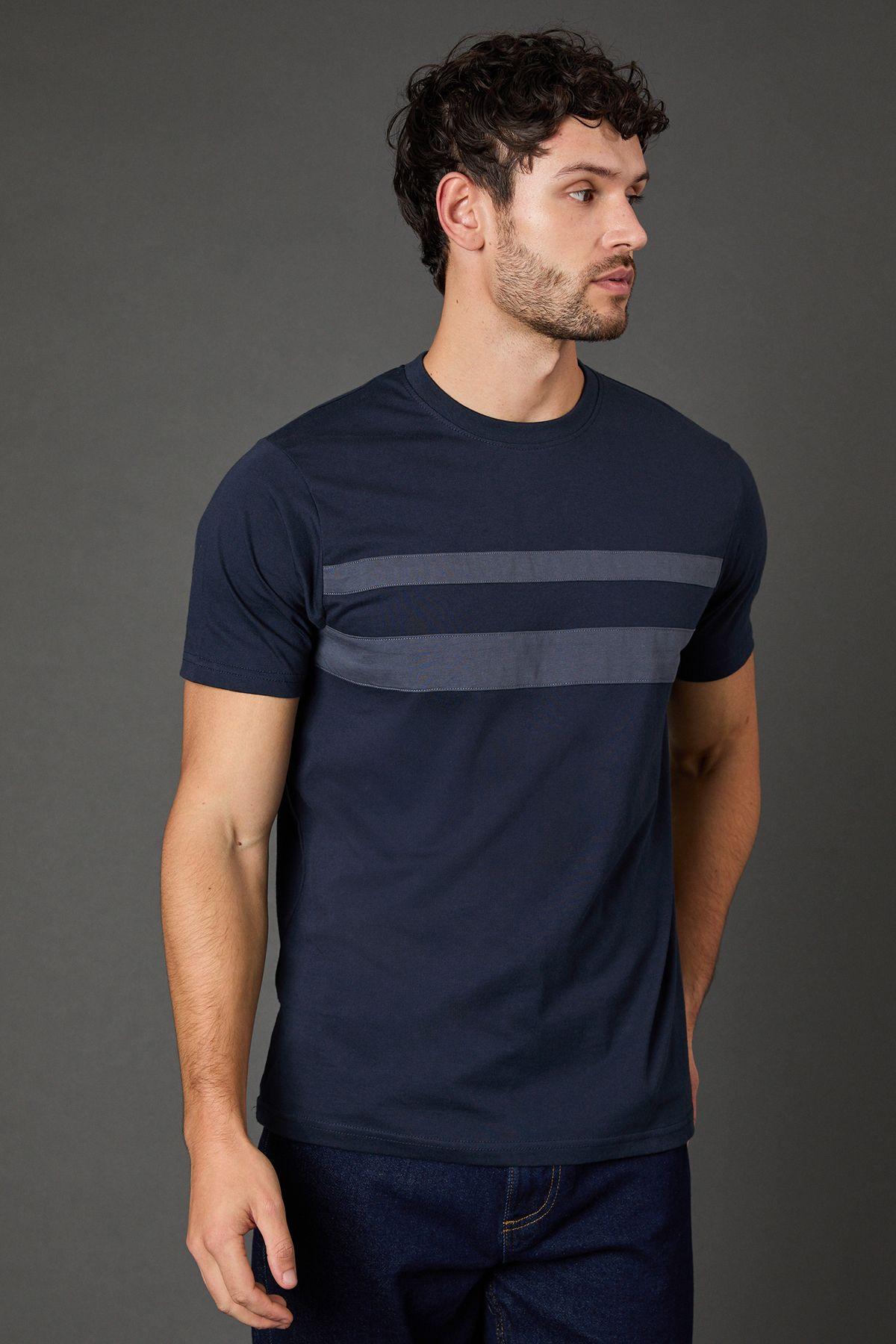 Navy Chest Stripe T-Shirt by BURTON