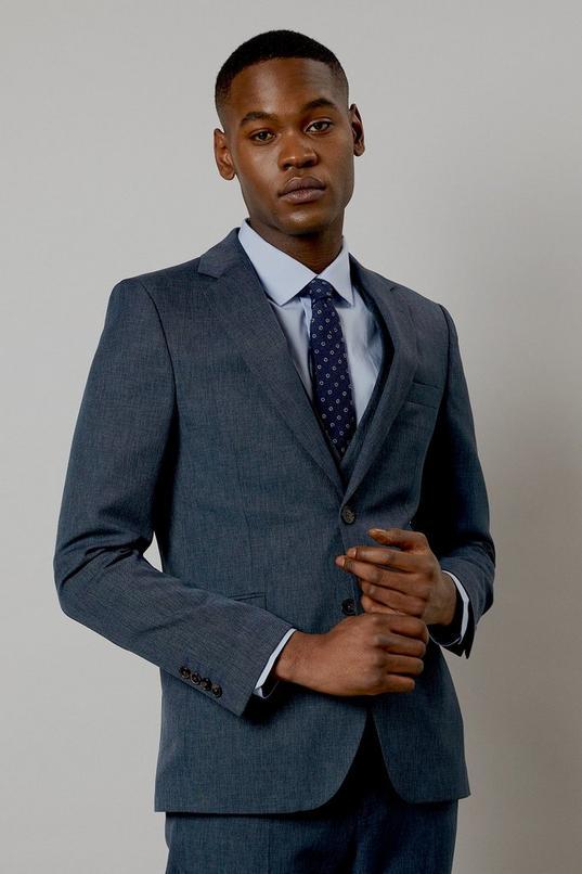 Navy Marl Skinny Fit Suit Jacket by BURTON