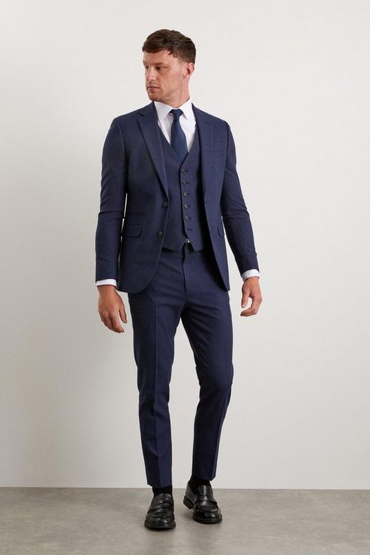 Navy Marl Skinny Fit Suit Jacket by BURTON