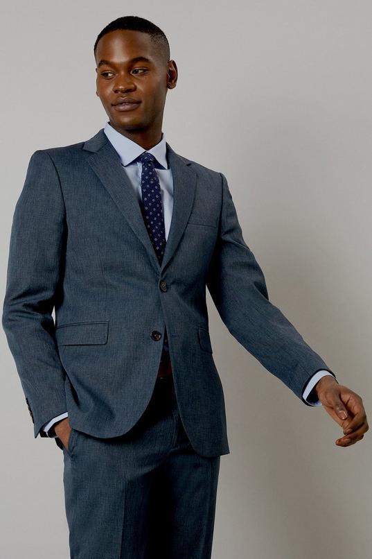 Navy Marl Slim Fit Suit Jacket by BURTON