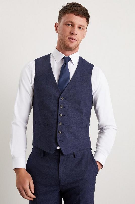 Navy Marl Slim Fit Waistcoat by BURTON