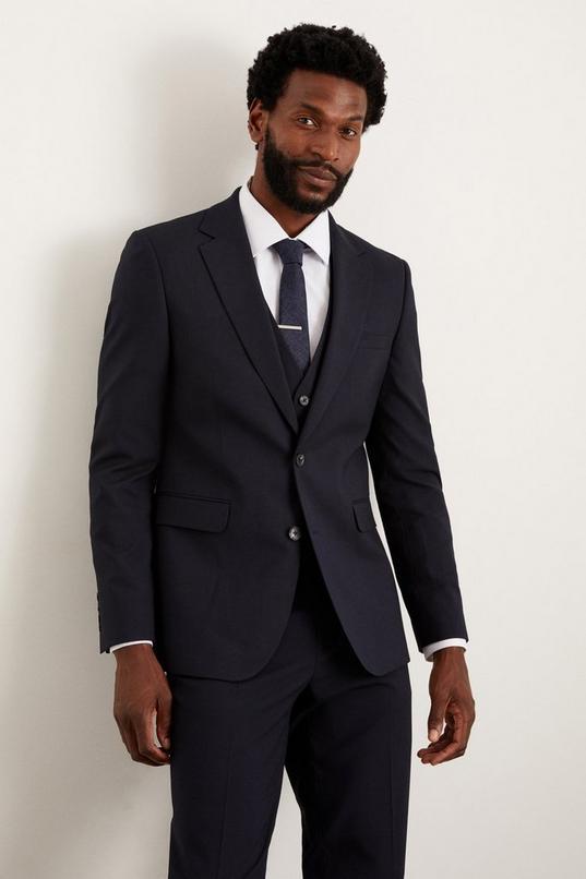 Navy Slim Fit Essential Suit Jacket by BURTON