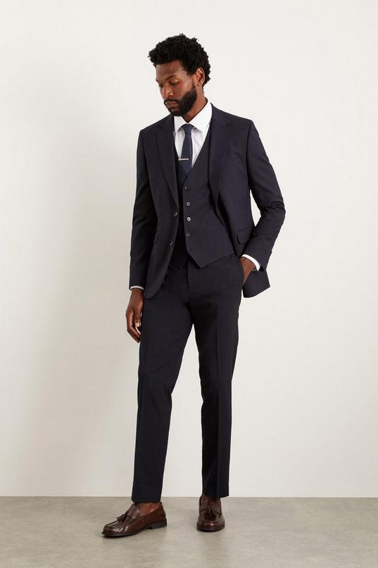Navy Slim Fit Essential Suit Trousers by BURTON
