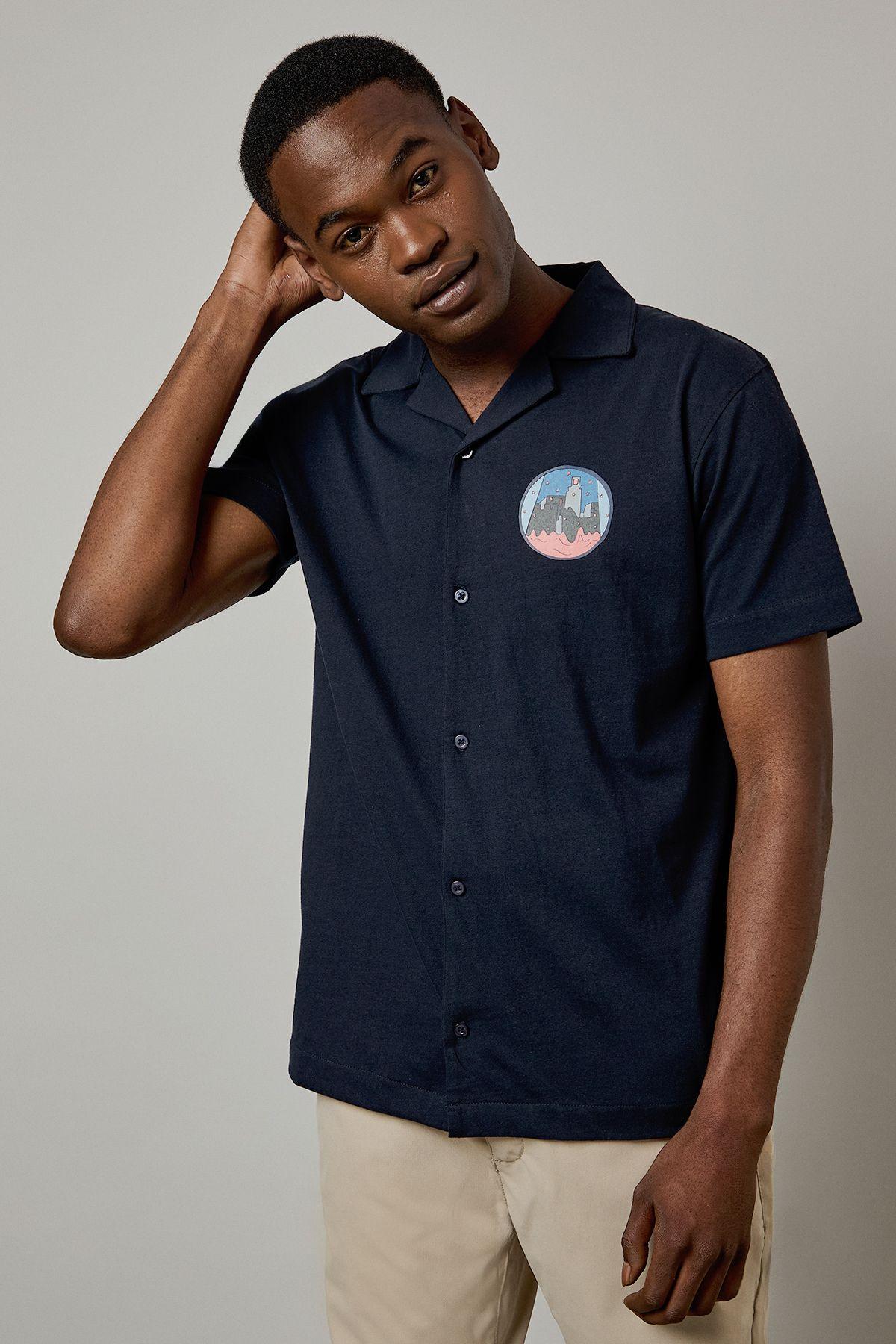 Navy Sunset Logo Short Sleeve Shirt by BURTON