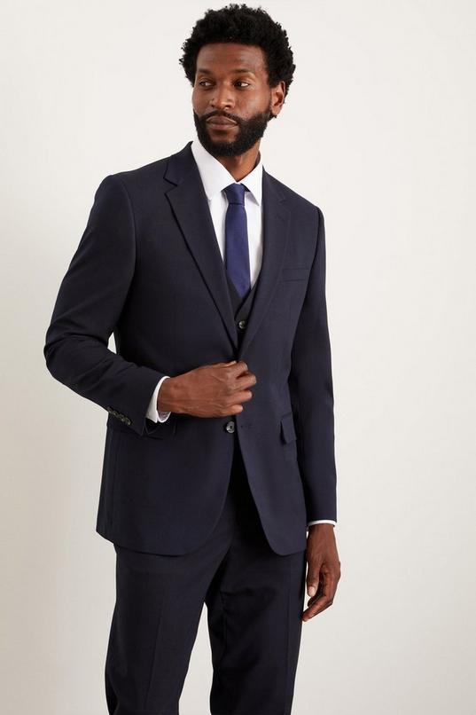 Navy Tailored Fit Essential Suit Jacket by BURTON