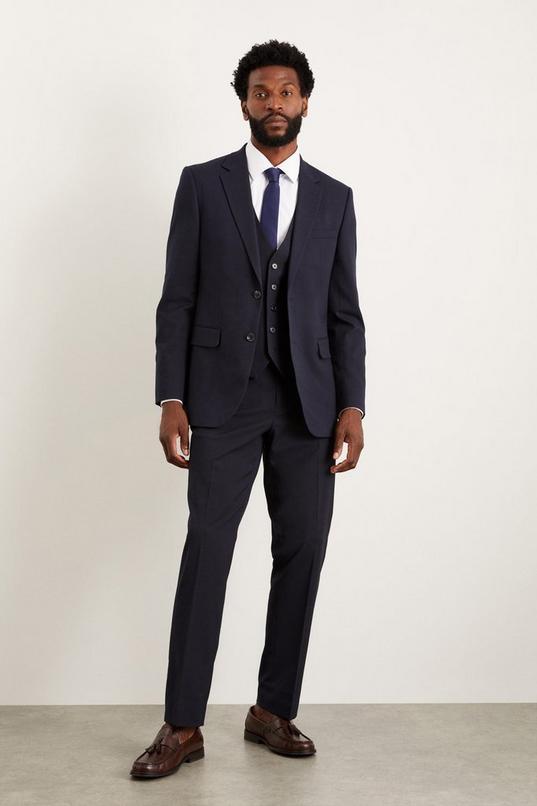 Navy Tailored Fit Essential Suit Trousers by BURTON