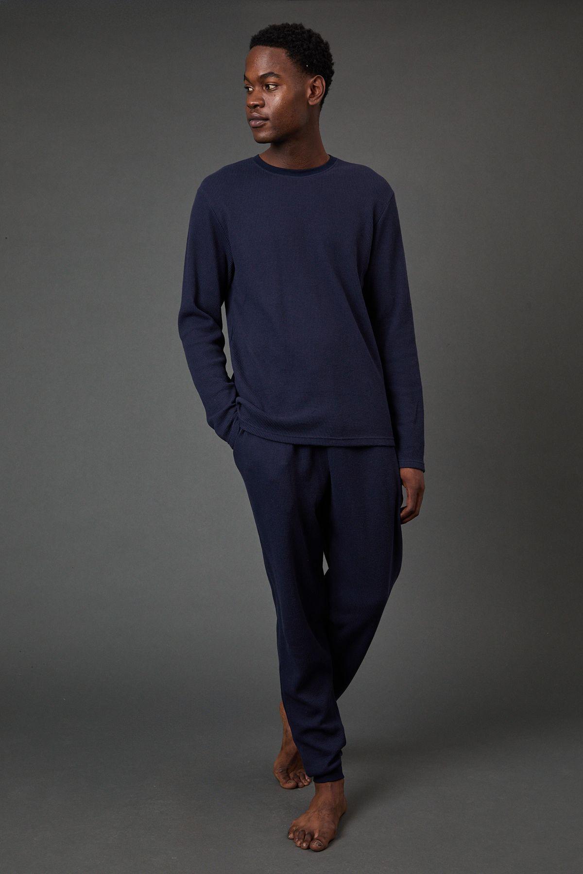 Navy Waffle Long Sleeve and Jogger Set by BURTON