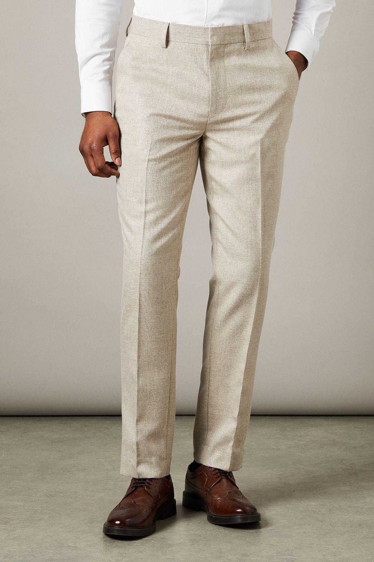 Neutral Semi Plain Slim Fit Trousers by BURTON