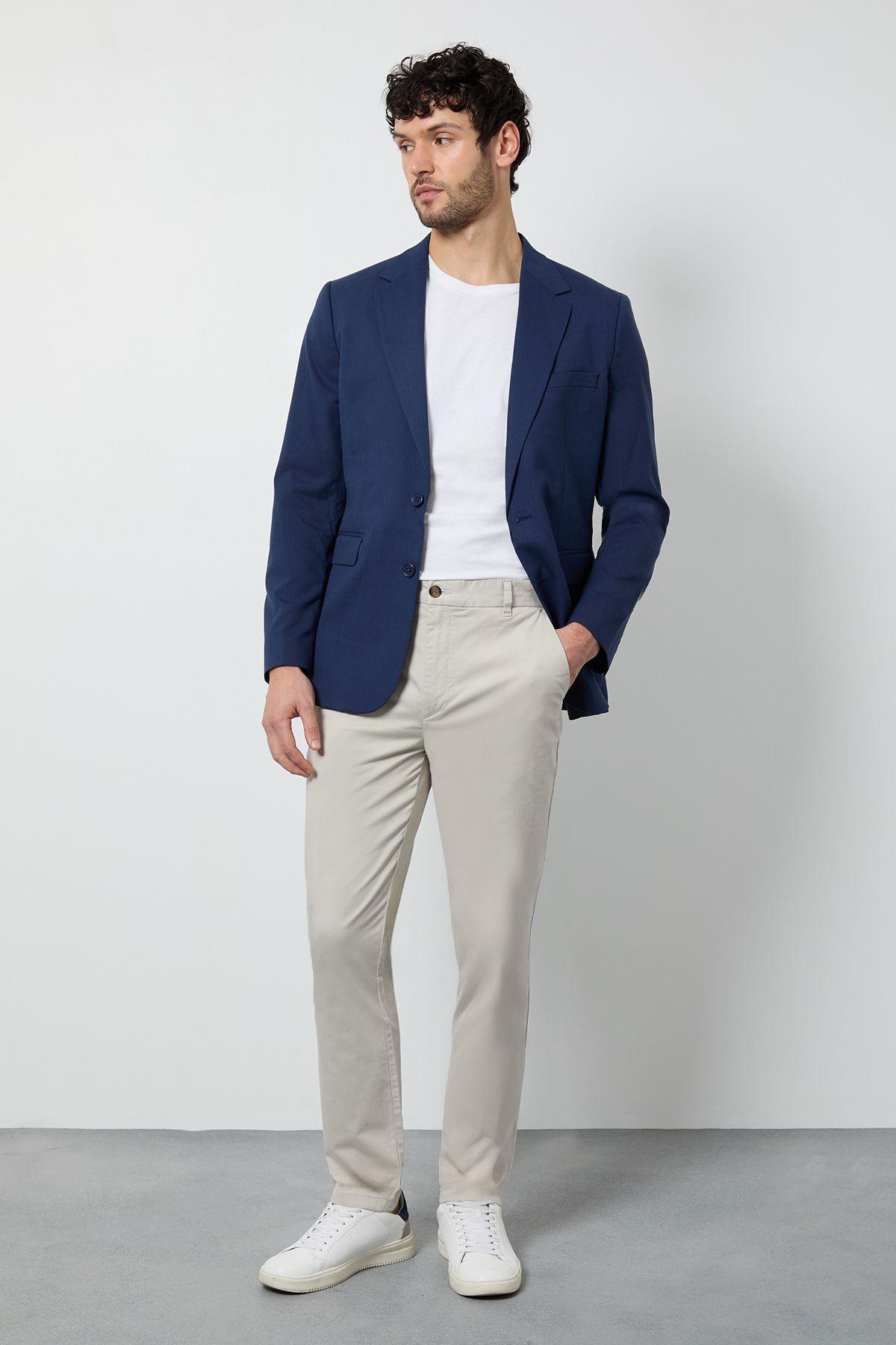 Off White Slim Fit Chino Trousers by BURTON