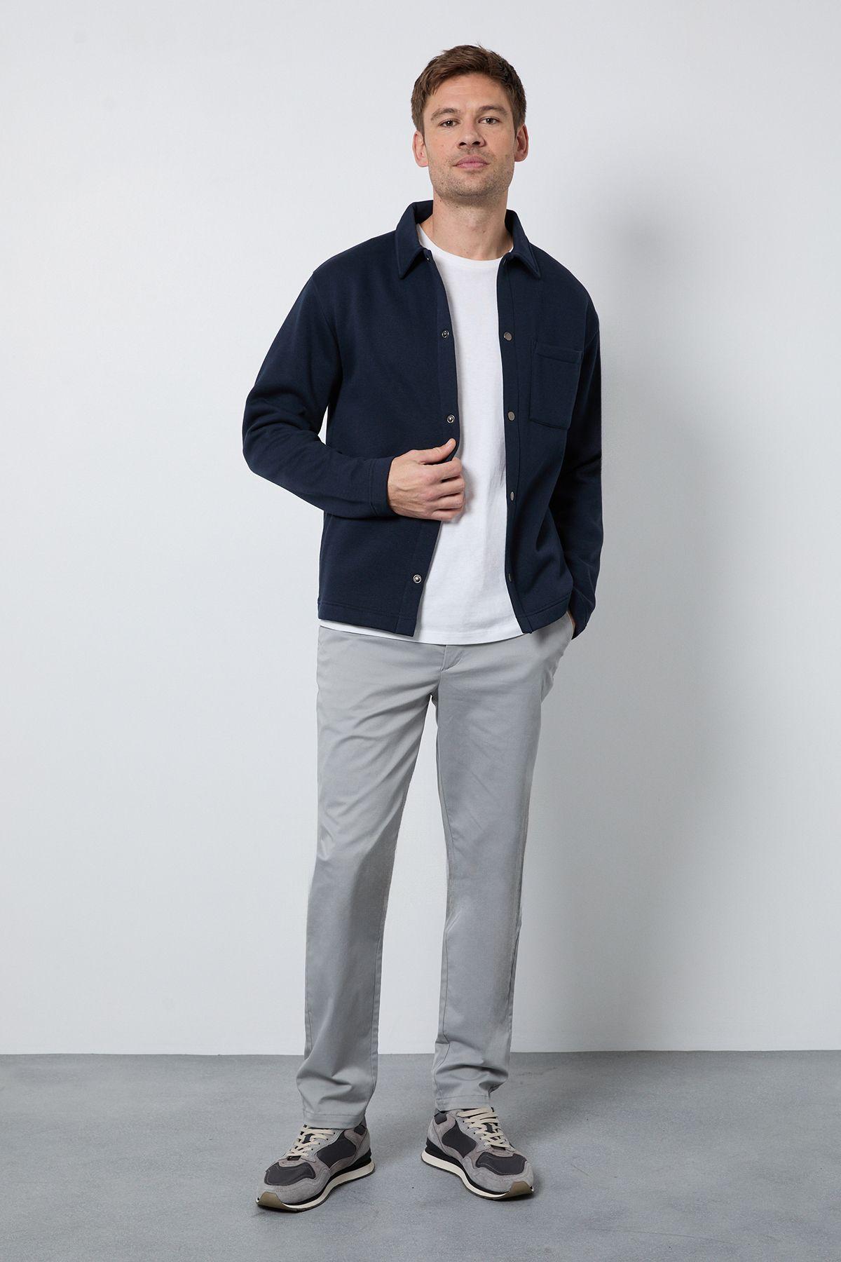 Pale Grey Slim Fit Chino Trousers by BURTON