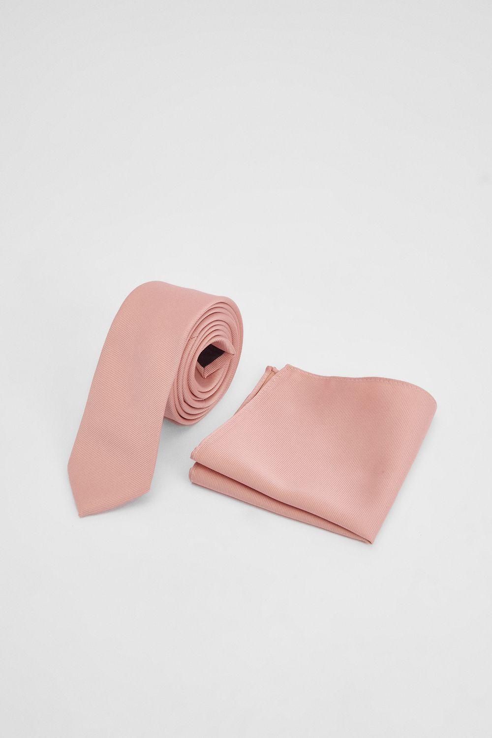 Peach Tie and Pocket Square by BURTON