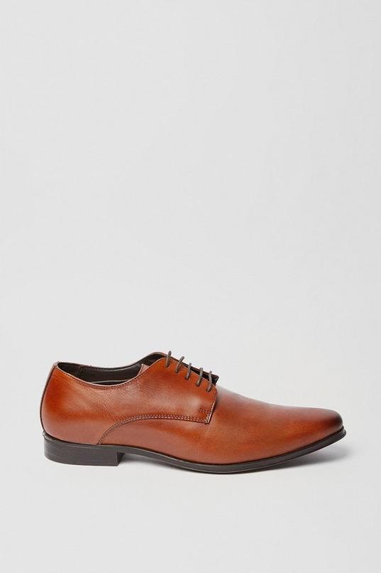 Tan Leather Smart Derby Shoes by BURTON