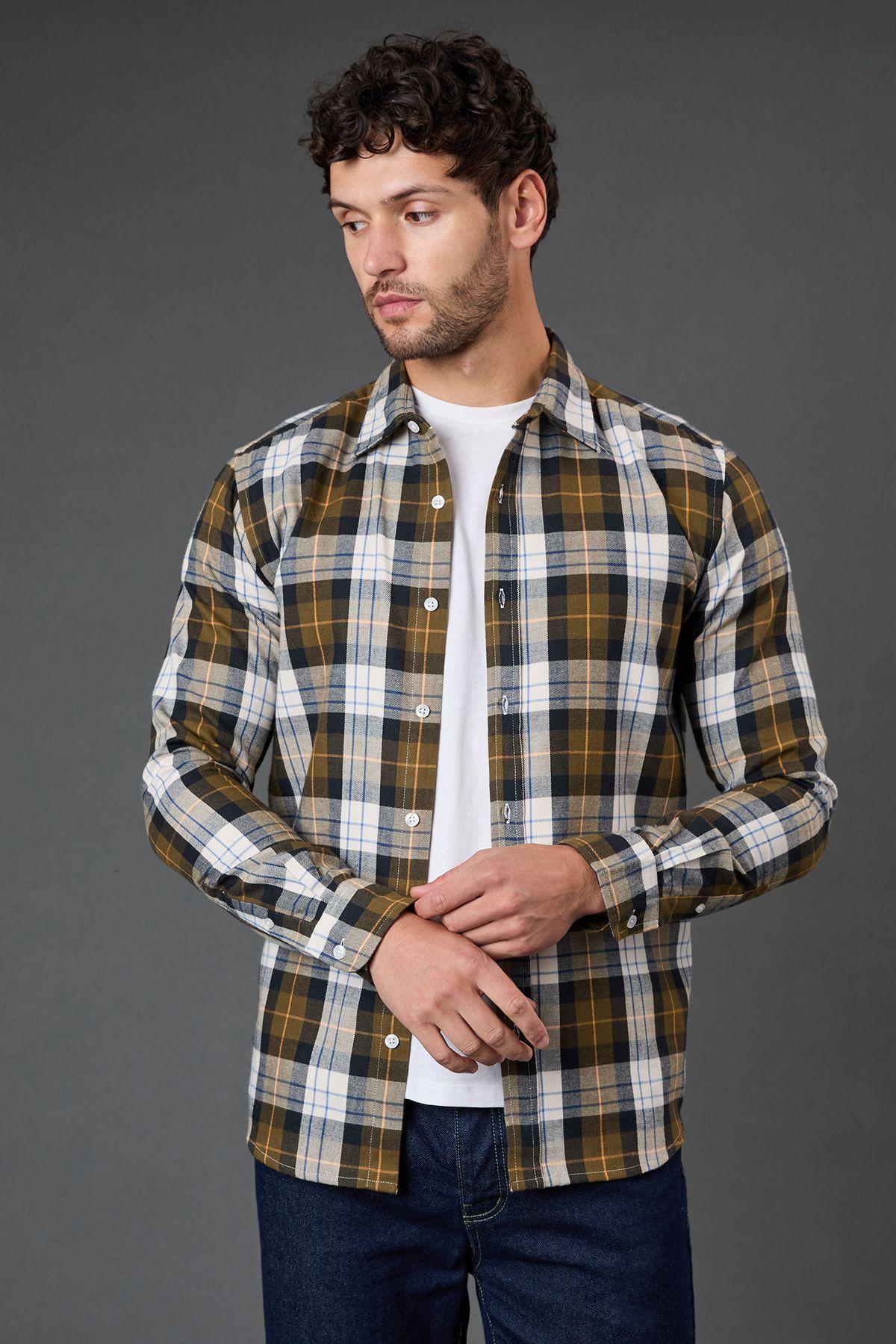 Tan Western Check Long Sleeve Shirt by BURTON