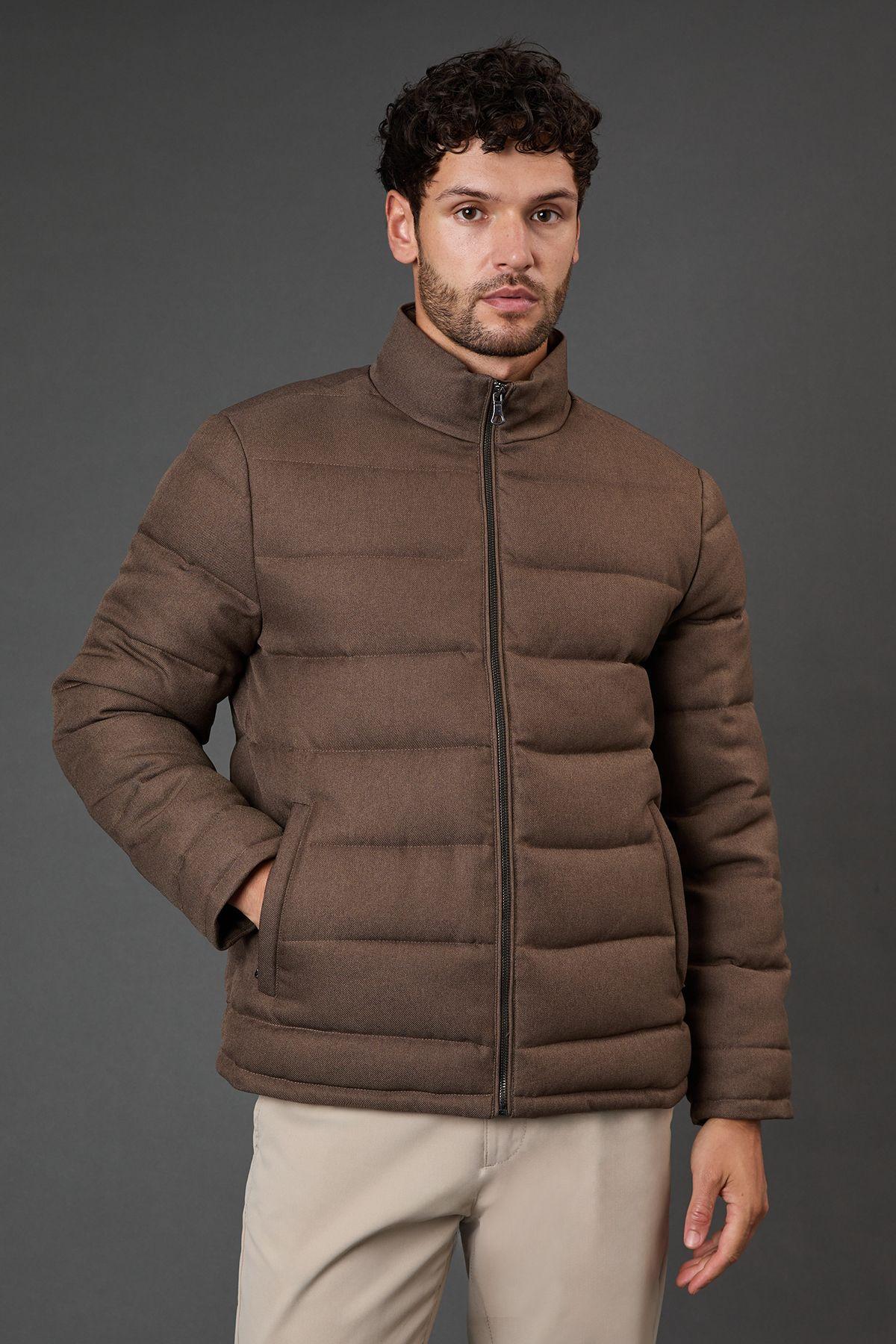 Taupe Wool Look Quilted Jacket by BURTON