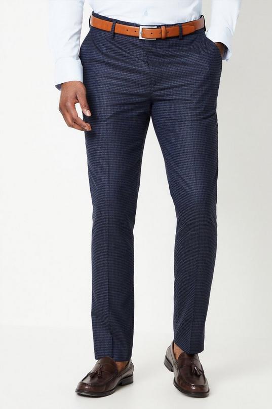 Tonal Grid Check Slim Fit Wedding Suit Trouser by BURTON