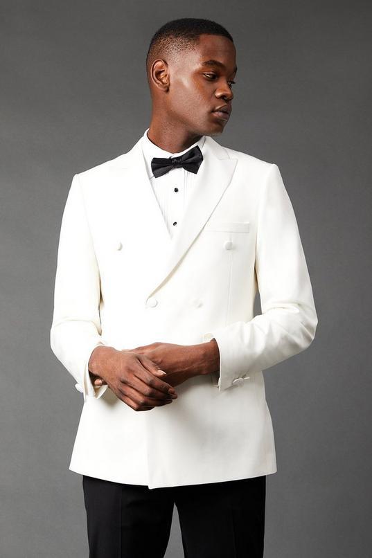 White Double Breasted Tuxedo Jacket by BURTON