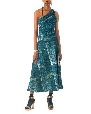 Tiwa Printed One Shoulder Maxi Dress by BUSAYO