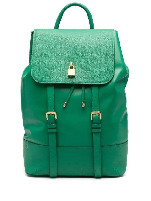 buckle-strap leather backpack by BUSCEMI
