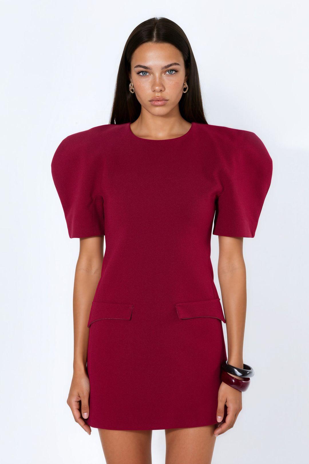 Mini crepe dress with pocket and zipper by BUSEM