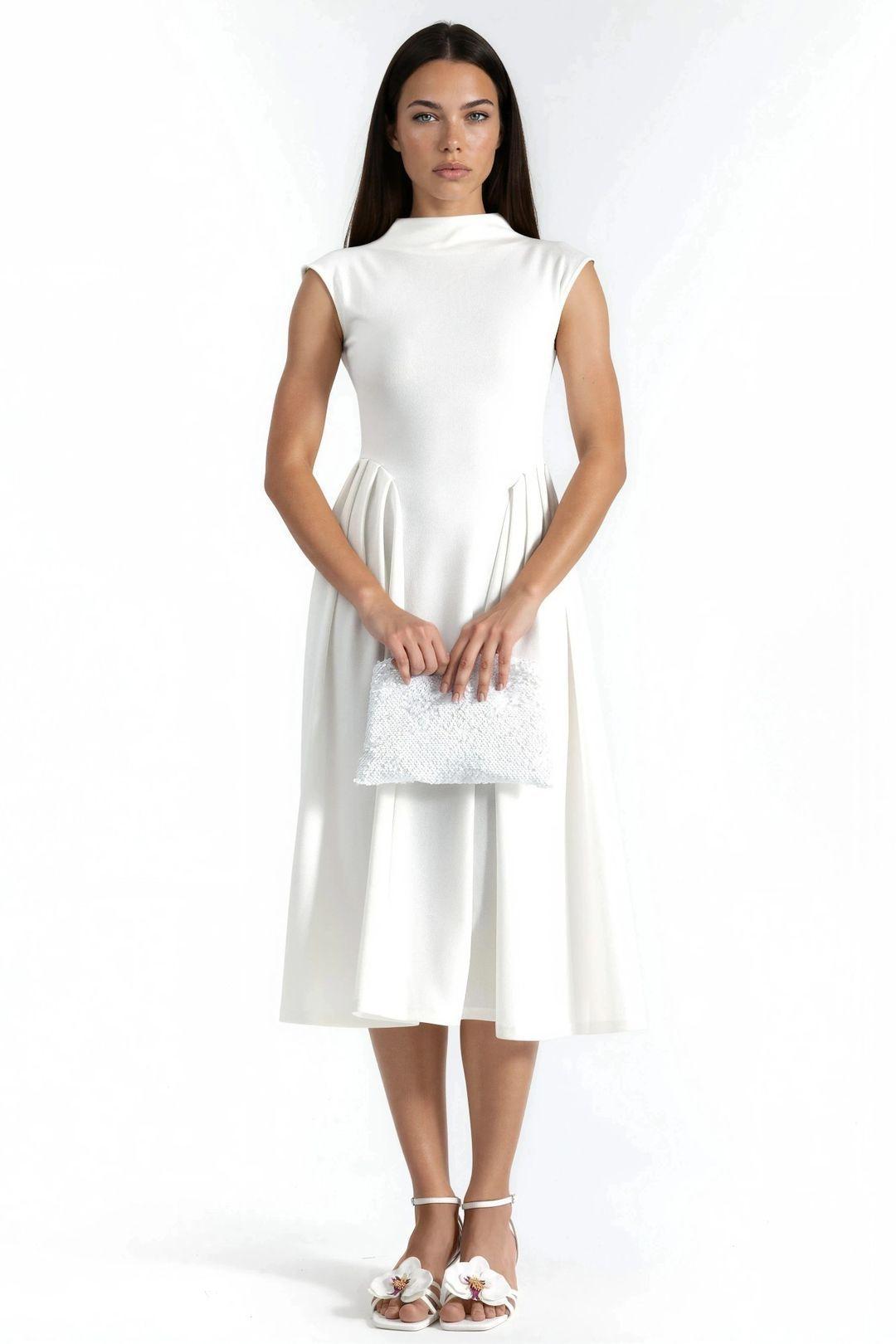 Textured Paneled Midi Dress by BUSEM