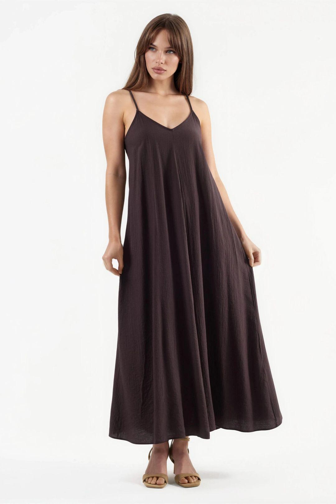 V-Neck Midi Slip Dress by BUSEM