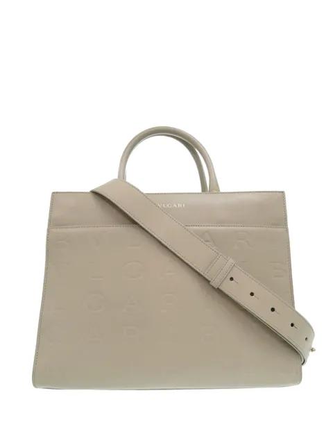 2010-2026 Embossed Leather Logo Infinitum Tote satchel by BVLGARI 