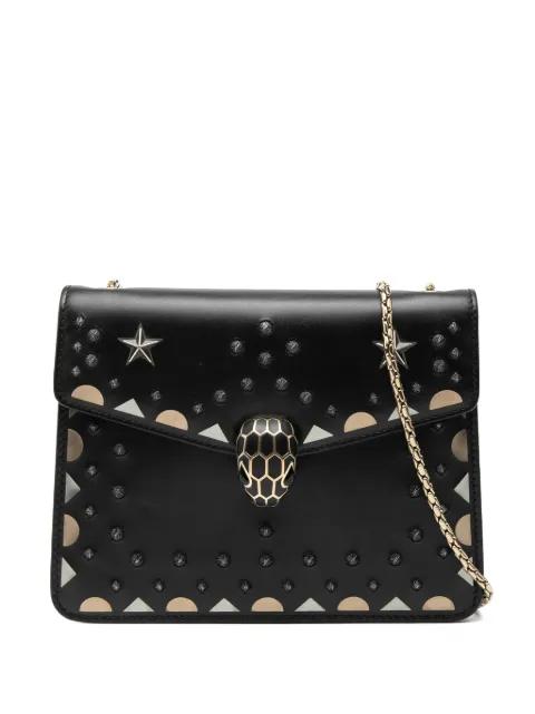 2017 Small Studded Leather Laser Cut Square Serpenti Forever Chain crossbody bag by BVLGARI 