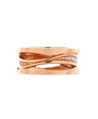 B.Zero1 Design Legend Zaha Hadid Three Band Ring 18K Rose Gold with Diamonds by  BVLGARI