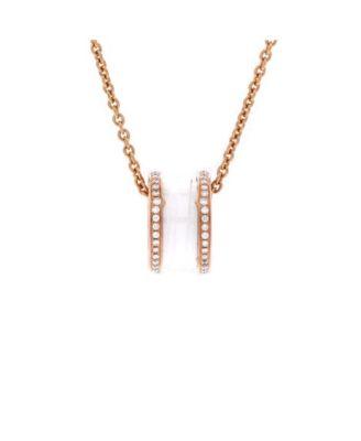 B.Zero1 Pendant Necklace 18K Rose Gold and Ceramic with Diamonds by  BVLGARI
