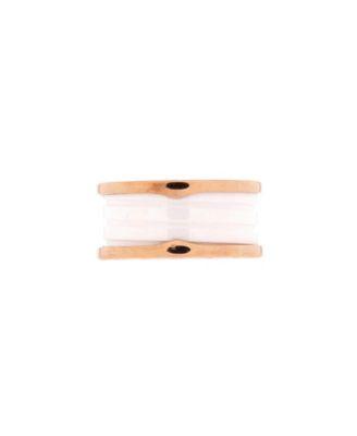 B.Zero1 Three Band Ring 18K Rose Gold and Ceramic by  BVLGARI