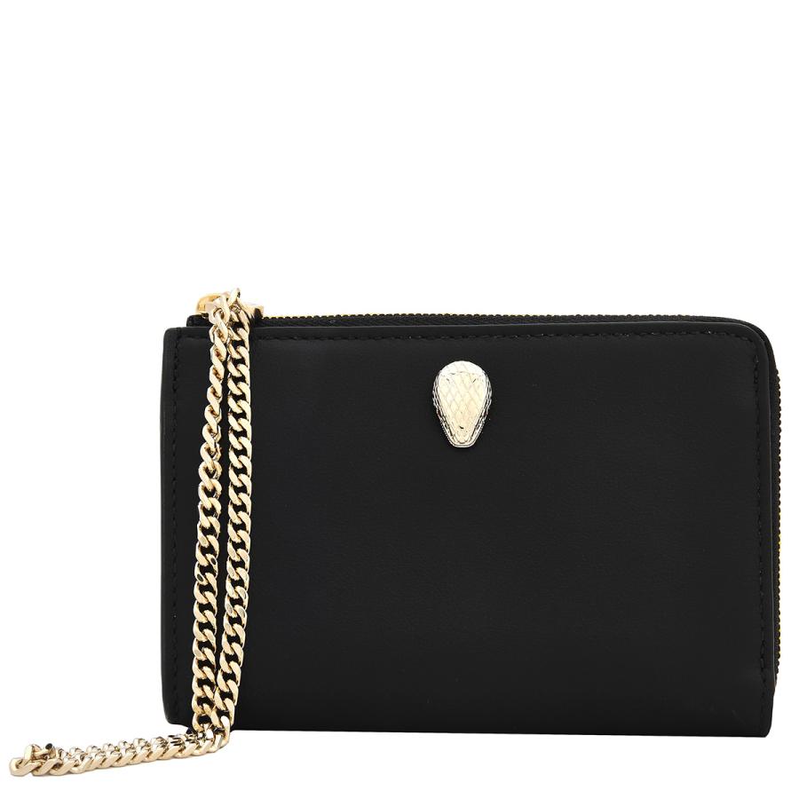 Bvlgari Black Serpenti Forever Zipped Leather Card Holder by BVLGARI