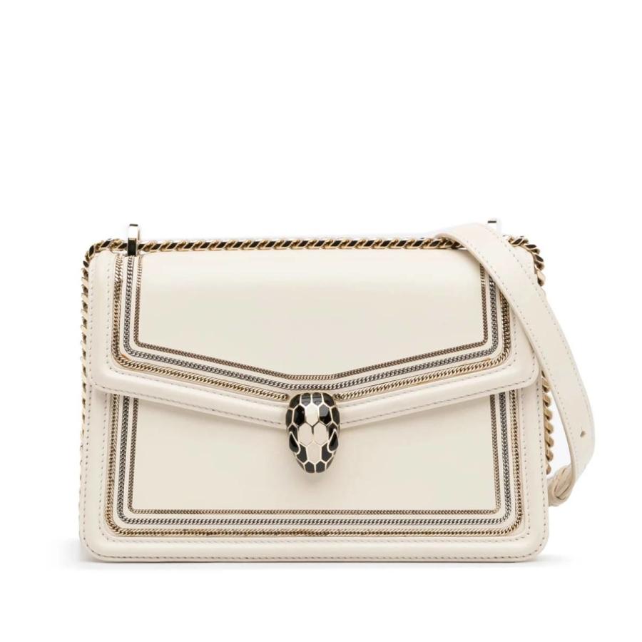 Bvlgari Serpenti Leather Crossbody Bag In White by BVLGARI