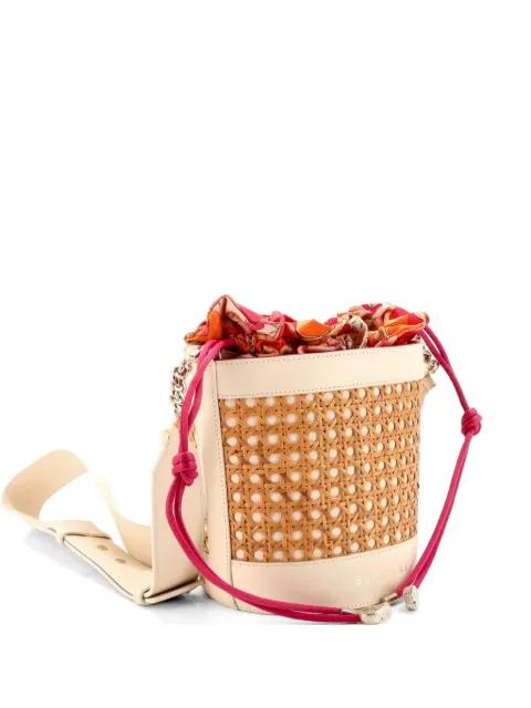 Forever Convertible Raffia with Silk and Leather Medium bucket bag by BVLGARI 