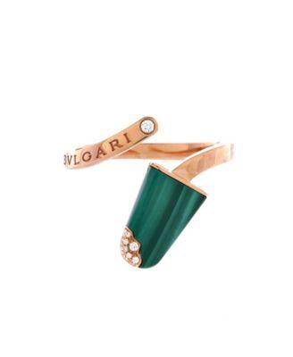 Gelati Ring 18K Rose Gold with Malachite and Diamonds by  BVLGARI