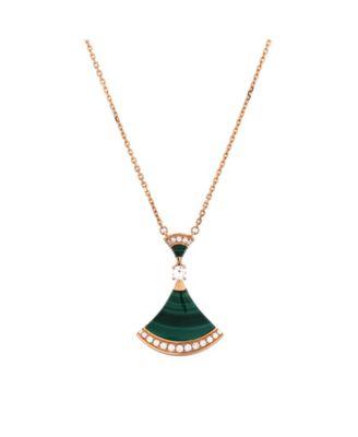 Large Divas' Dream Pendant Necklace 18K Rose Gold with Malachite and Diamonds by BVLGARI Large Divas' Dream Pendant Necklace 18K Rose Gold with Malachite and Diamonds by BVLGARI