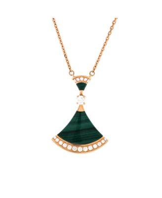 Large Divas' Dream Pendant Necklace 18K Rose Gold with Malachite and Diamonds by  BVLGARI