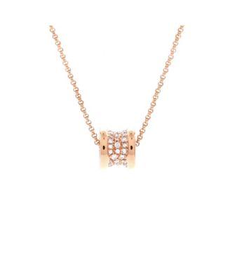 Mini B.Zero1 Pendant Necklace 18K Rose Gold with Pave Diamonds 17.25" by  BVLGARI
