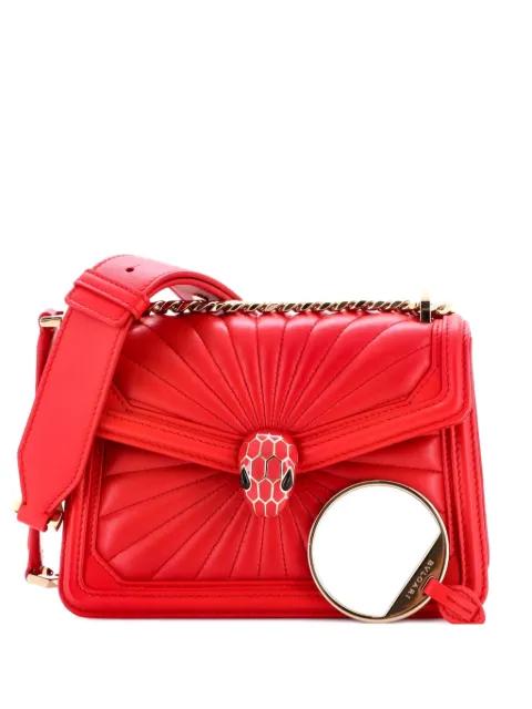 Serpenti Diamond Blast Quilted Leather Mini shoulder bag by BVLGARI 